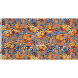Rayon Challis - Orange and Blue Butterflies and Doodles - Sunbeam Garden Print - Mood Exclusive Chariot Collection