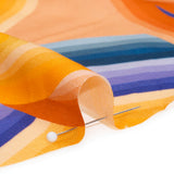 Rayon Challis - Orange, Blue and Purple Abstract Lines - Iris's Message Print - Mood Exclusive Chariot Collection