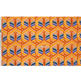 Rayon Challis - Orange, Blue and Purple Abstract Lines - Iris's Message Print - Mood Exclusive Chariot Collection