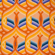 Rayon Challis - Orange, Blue and Purple Abstract Lines - Iris's Message Print - Mood Exclusive Chariot Collection