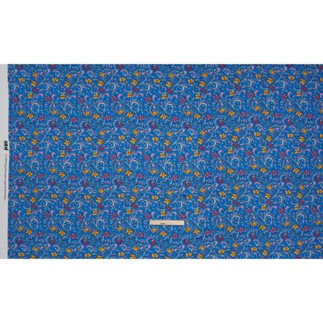 Rayon Challis - Blue and Yellow Floral - Apollo's Laurel Print - Mood Exclusive Chariot Collection