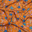 Rayon Challis - Orange and Blue Floral - Apollo's Laurel Print - Mood Exclusive Chariot Collection