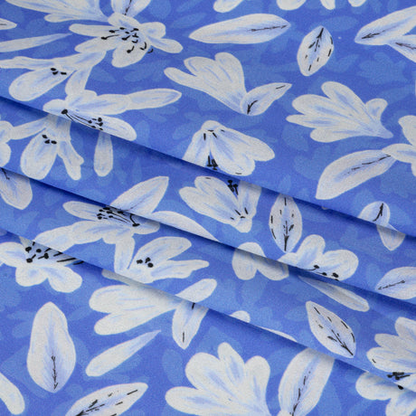 Rayon Challis - Blue Floral - Daybreak Bloom Print - Mood Exclusive Chariot Collection