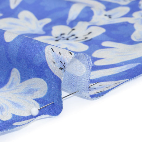 Rayon Challis - Blue Floral - Daybreak Bloom Print - Mood Exclusive Chariot Collection