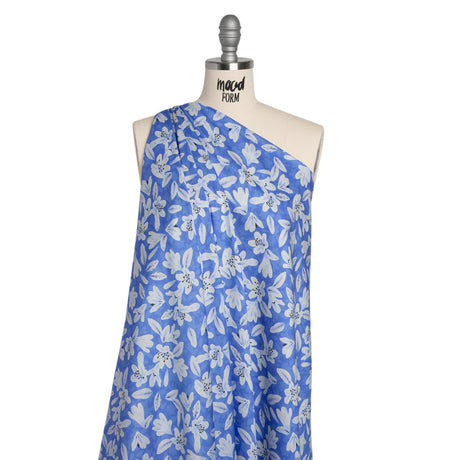 Rayon Challis - Blue Floral - Daybreak Bloom Print - Mood Exclusive Chariot Collection