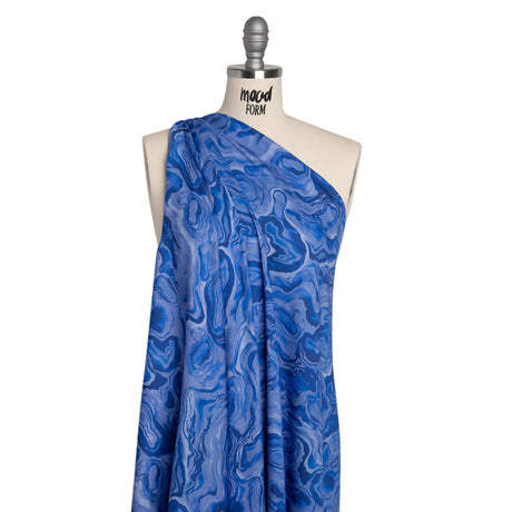 Rayon Challis - Blue Abstract - Skyscape Print - Mood Exclusive Chariot Collection