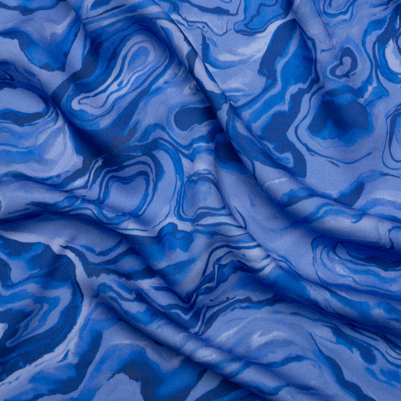 Rayon Challis - Blue Abstract - Skyscape Print - Mood Exclusive Chariot Collection
