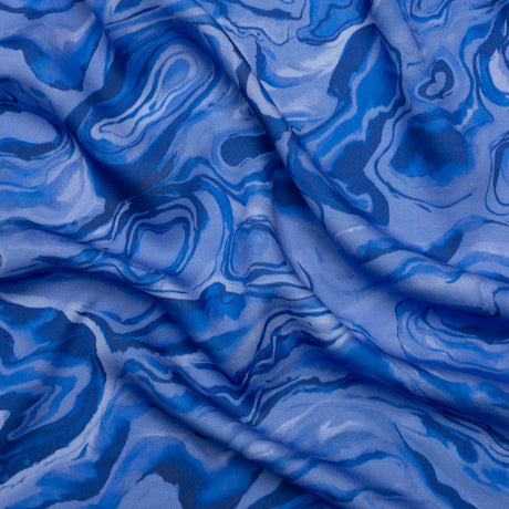 Rayon Challis - Blue Abstract - Skyscape Print - Mood Exclusive Chariot Collection
