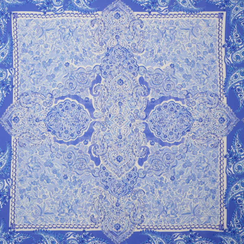 Rayon Challis Panel - Blue Paisley Floral - Sicilian Summer Print - Mood Exclusive Chariot Collection