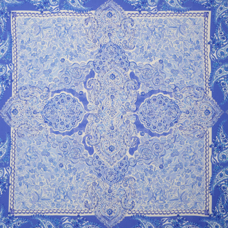 Rayon Challis Panel - Blue Paisley Floral - Sicilian Summer Print - Mood Exclusive Chariot Collection