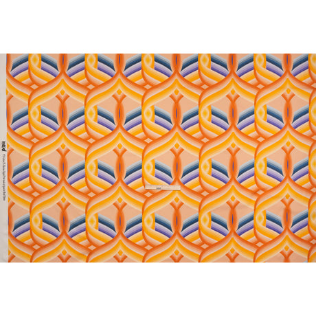 Stretch Cotton Sateen - Orange, Blue and Purple Abstract Lines - Iris's Message Print - Mood Exclusive Chariot Collection