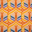 Stretch Cotton Sateen - Orange, Blue and Purple Abstract Lines - Iris's Message Print - Mood Exclusive Chariot Collection