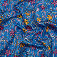 Stretch Cotton Sateen - Blue and Yellow Floral - Apollo's Laurel Print - Mood Exclusive Chariot Collection