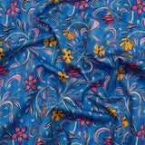 Stretch Cotton Sateen - Blue and Yellow Floral - Apollo's Laurel Print - Mood Exclusive Chariot Collection