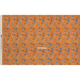 Stretch Cotton Sateen - Orange and Blue Floral - Apollo's Laurel Print - Mood Exclusive Chariot Collection