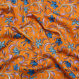 Stretch Cotton Sateen - Orange and Blue Floral - Apollo's Laurel Print - Mood Exclusive Chariot Collection