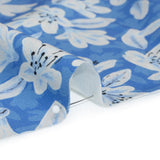 Stretch Cotton Sateen - Blue Floral - Daybreak Bloom Print - Mood Exclusive Chariot Collection