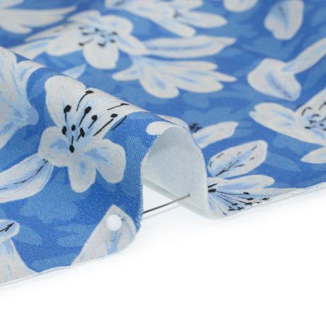 Stretch Cotton Sateen - Blue Floral - Daybreak Bloom Print - Mood Exclusive Chariot Collection