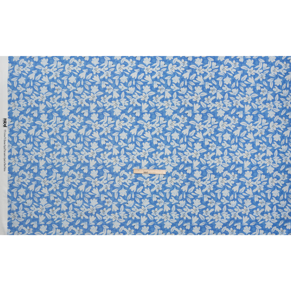 Stretch Cotton Sateen - Blue Floral - Daybreak Bloom Print - Mood Exclusive Chariot Collection