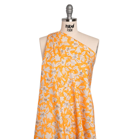 Stretch Cotton Sateen - Yellow Floral - Daybreak Bloom Print - Mood Exclusive Chariot Collection