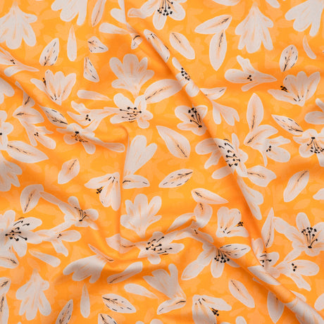 Stretch Cotton Sateen - Yellow Floral - Daybreak Bloom Print - Mood Exclusive Chariot Collection