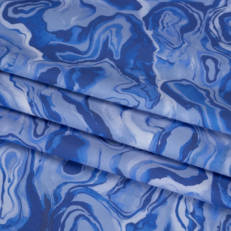 Stretch Cotton Sateen - Blue Abstract - Skyscape Print - Mood Exclusive Chariot Collection