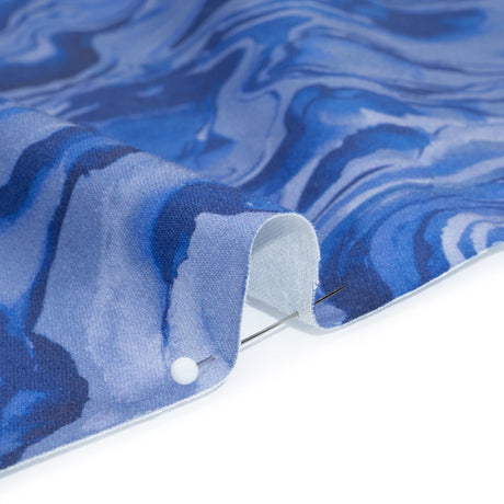 Stretch Cotton Sateen - Blue Abstract - Skyscape Print - Mood Exclusive Chariot Collection