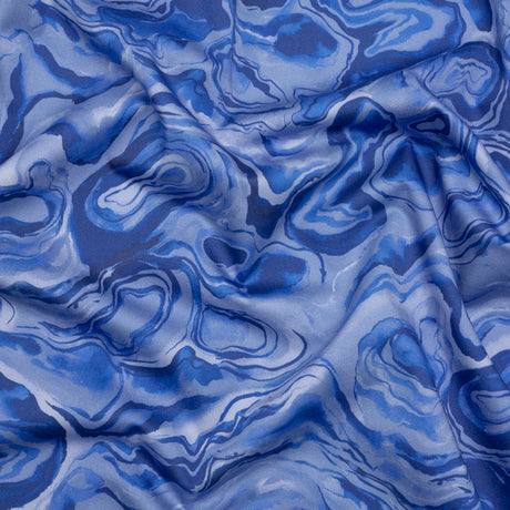 Stretch Cotton Sateen - Blue Abstract - Skyscape Print - Mood Exclusive Chariot Collection