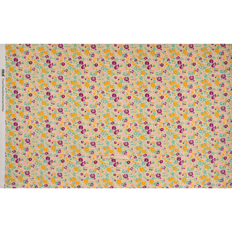Stretch Cotton Sateen - Yellow and Plum Floral - Midsummer Meadow Print - Mood Exclusive Chariot Collection