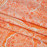 Stretch Cotton Sateen Panel - Orange Paisley Floral - Sicilian Summer Print - Mood Exclusive Chariot Collection