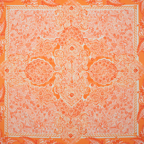 Stretch Cotton Sateen Panel - Orange Paisley Floral - Sicilian Summer Print - Mood Exclusive Chariot Collection
