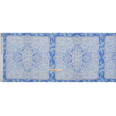 Stretch Cotton Sateen Panel - Blue Paisley Floral - Sicilian Summer Print - Mood Exclusive Chariot Collection