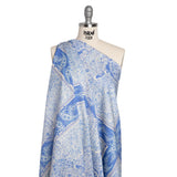 Stretch Cotton Sateen Panel - Blue Paisley Floral - Sicilian Summer Print - Mood Exclusive Chariot Collection