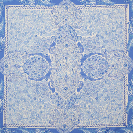 Stretch Cotton Sateen Panel - Blue Paisley Floral - Sicilian Summer Print - Mood Exclusive Chariot Collection