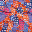 Cotton Voile - Purple, Orange and Blue Houses - Sunlit City Print - Mood Exclusive Chariot Collection