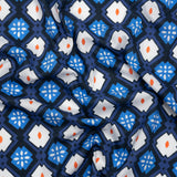 Cotton Voile - Blue and Orange Geometric - Santorini Spritz Print - Mood Exclusive Chariot Collection