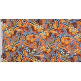 Cotton Voile - Orange and Blue Butterflies and Doodles - Sunbeam Garden Print - Mood Exclusive Chariot Collection