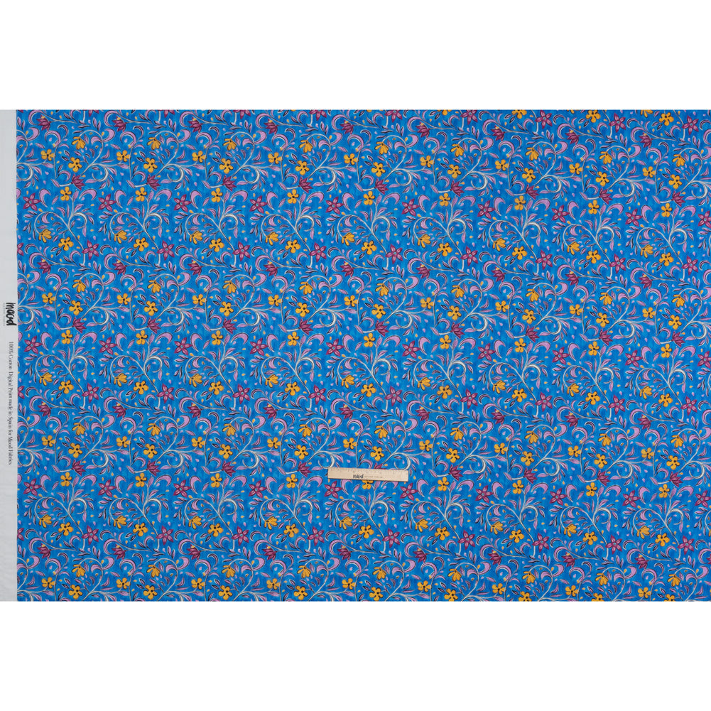 Cotton Voile - Blue and Yellow Floral - Apollo's Laurel Print - Mood Exclusive Chariot Collection