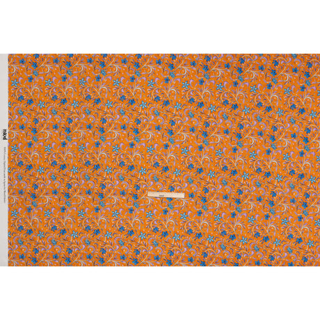 Cotton Voile - Orange and Blue Floral - Apollo's Laurel Print - Mood Exclusive Chariot Collection