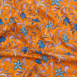 Cotton Voile - Orange and Blue Floral - Apollo's Laurel Print - Mood Exclusive Chariot Collection