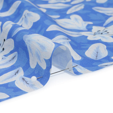Cotton Voile - Blue Floral - Daybreak Bloom Print - Mood Exclusive Chariot Collection