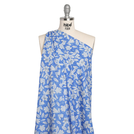 Cotton Voile - Blue Floral - Daybreak Bloom Print - Mood Exclusive Chariot Collection