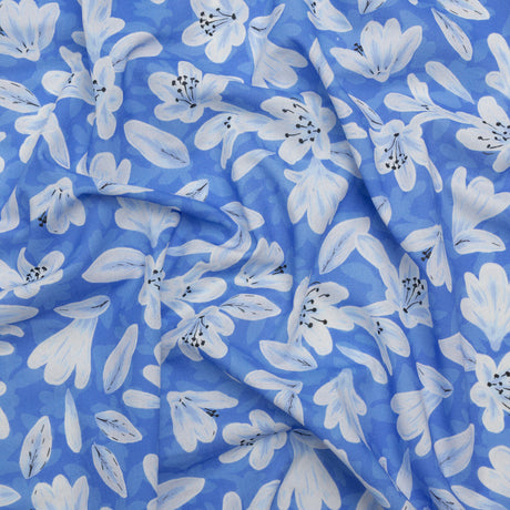 Cotton Voile - Blue Floral - Daybreak Bloom Print - Mood Exclusive Chariot Collection