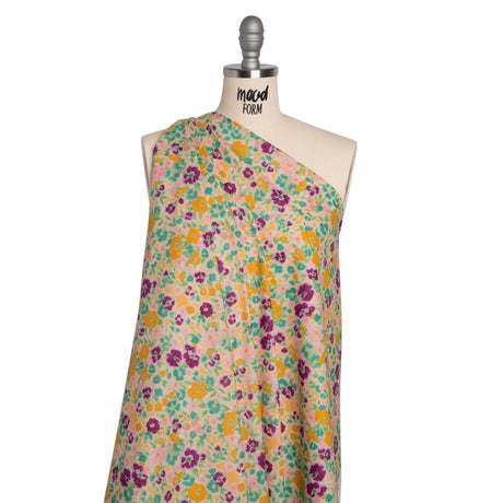 Cotton Voile - Yellow and Plum Floral - Midsummer Meadow Print - Mood Exclusive Chariot Collection