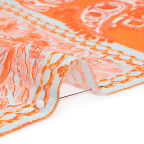 Cotton Voile Panel - Orange Paisley Floral - Sicilian Summer Print - Mood Exclusive Chariot Collection