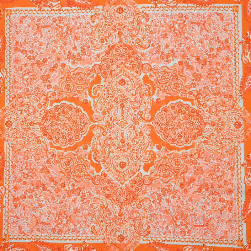 Cotton Voile Panel - Orange Paisley Floral - Sicilian Summer Print - Mood Exclusive Chariot Collection