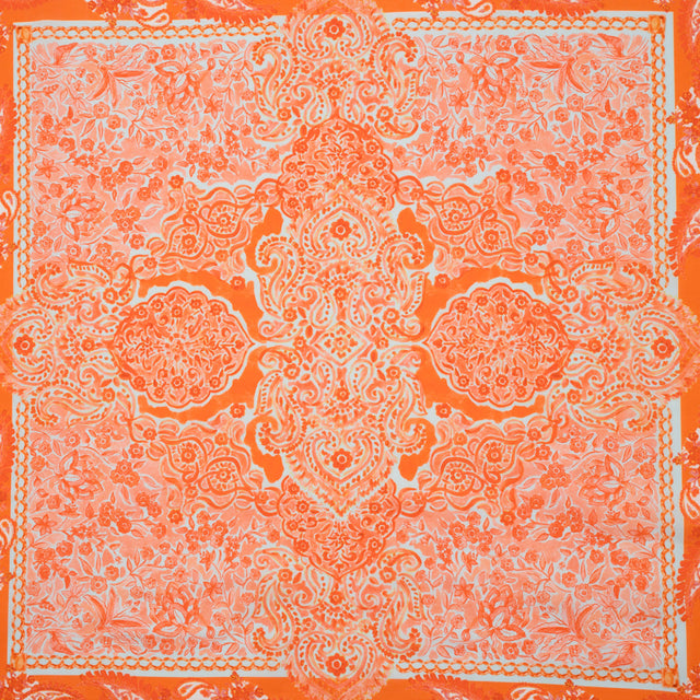 Cotton Voile Panel - Orange Paisley Floral - Sicilian Summer Print - Mood Exclusive Chariot Collection