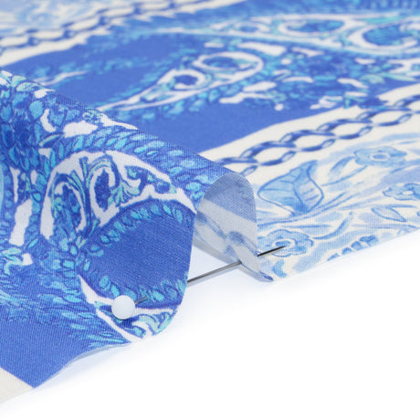 Cotton Voile Panel - Blue Paisley Floral - Sicilian Summer Print - Mood Exclusive Chariot Collection