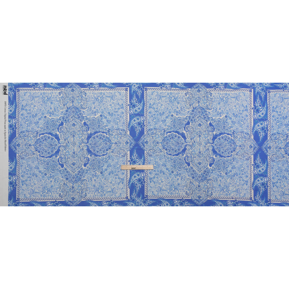 Cotton Voile Panel - Blue Paisley Floral - Sicilian Summer Print - Mood Exclusive Chariot Collection