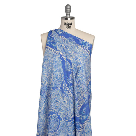 Cotton Voile Panel - Blue Paisley Floral - Sicilian Summer Print - Mood Exclusive Chariot Collection